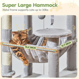 72 Inches Cat Tree for Large Cats, Multi-Level Tall Cat Tower, Widened Cat Condo with Large Scratch Board