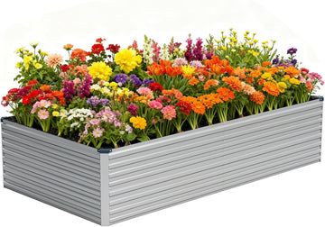 8x4x2ft Galvanized Raised Garden Bed,Metal Raised Beds Kit Silver