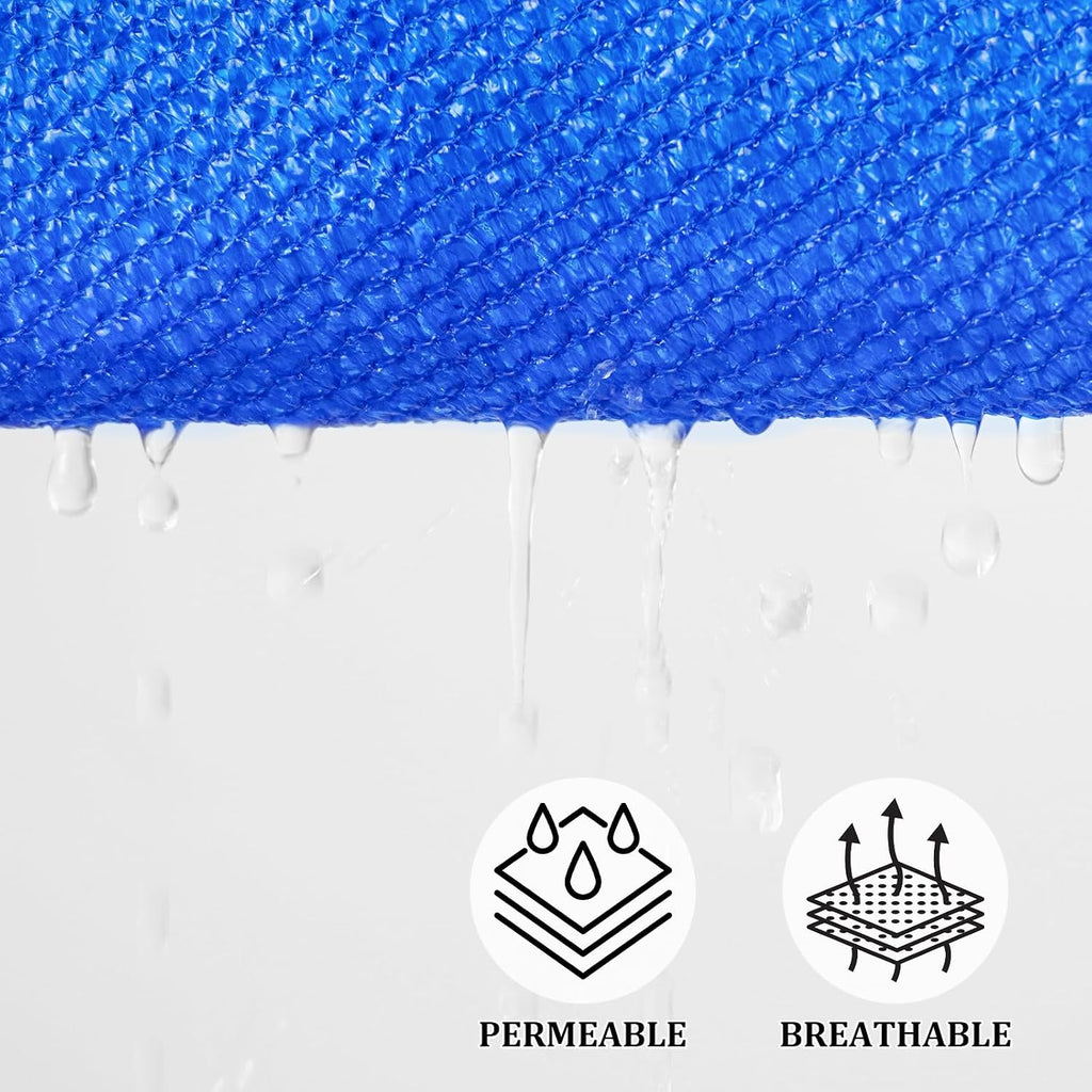 Shade Sail 14'X14' Rectangle Blue Breathable UV Block Outdoor Canopy for Backyard Patio Pergola Garden Deck(We Make