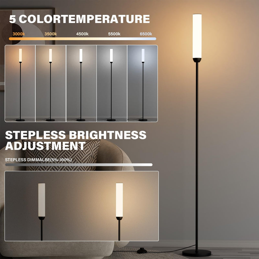 LED Floor Lamp with Remote Control, Foot Switch, Black