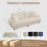 88 "Modern Boucle Sofa Couch, Oversized Comfy 3 Seater Sherpa Curved Sofas Deep Seat