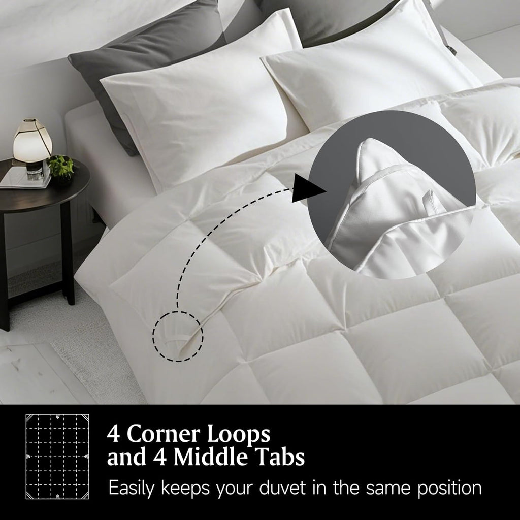 Goose Down Fiber Comforters Twin, All Season Luxury White Duvet Insert, 100% Cotton Fabric