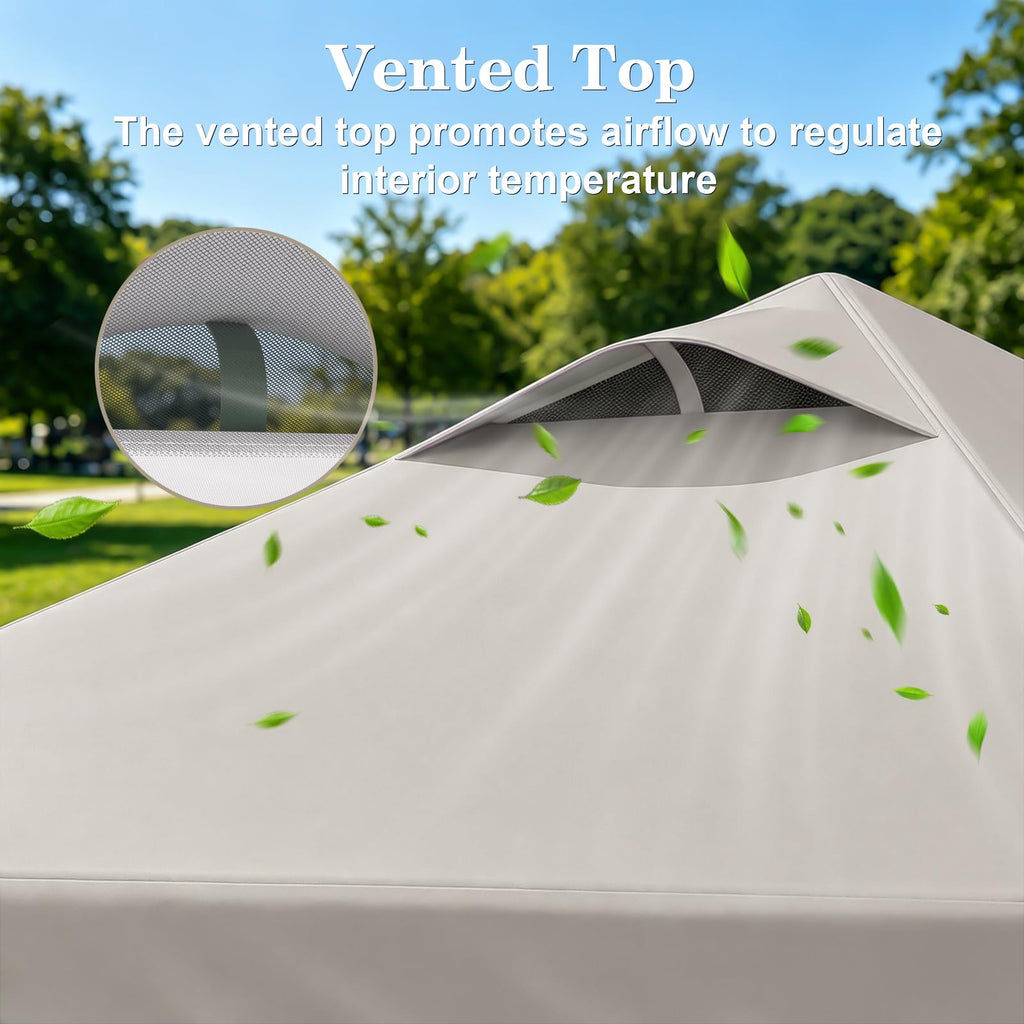 10x10 Pop Up Canopy with Sidewall, One Push Easy Setup, Beige