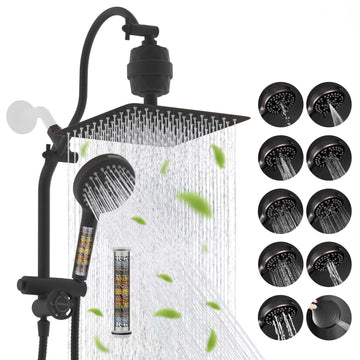 10" Dual Filtered 10" Rainfall Shower Head with Handheld 10-Spray