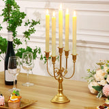 6 Pcs Gold Candelabra Candle Holders 5 Arm 12" Metal Candlestick Holder Gold Candelabra Centerpieces for Tables