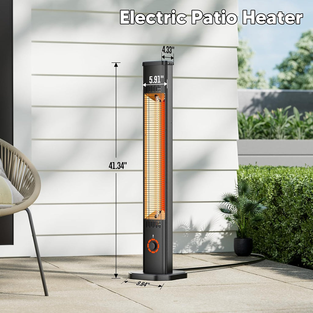 Outdoor Heater 1500W, 8H Timer, Waterproof, Infrared Electric Wall-Mounted Patio Heater, 8 Levels Heating for Garage