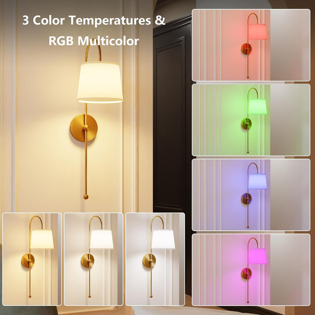 Battery Operated Wall Sconce Set of 2, Rechargeable Wireless Wall Decor Sconces, Two Battery Powered Wall Lights