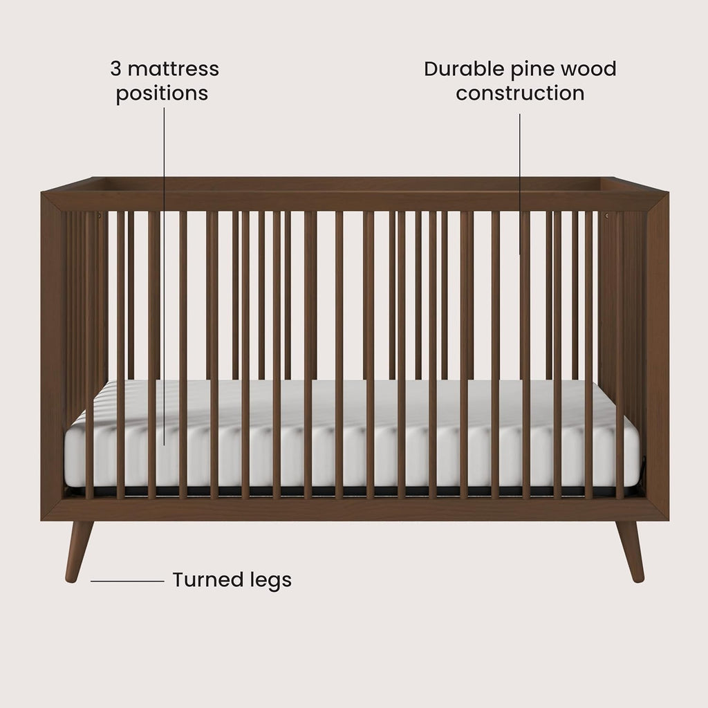 Cranbrook Design 4-in-1 Convertible Baby Crib Nursery Furniture Set, Baby Bed and 6 Drawers Double Dresser, for