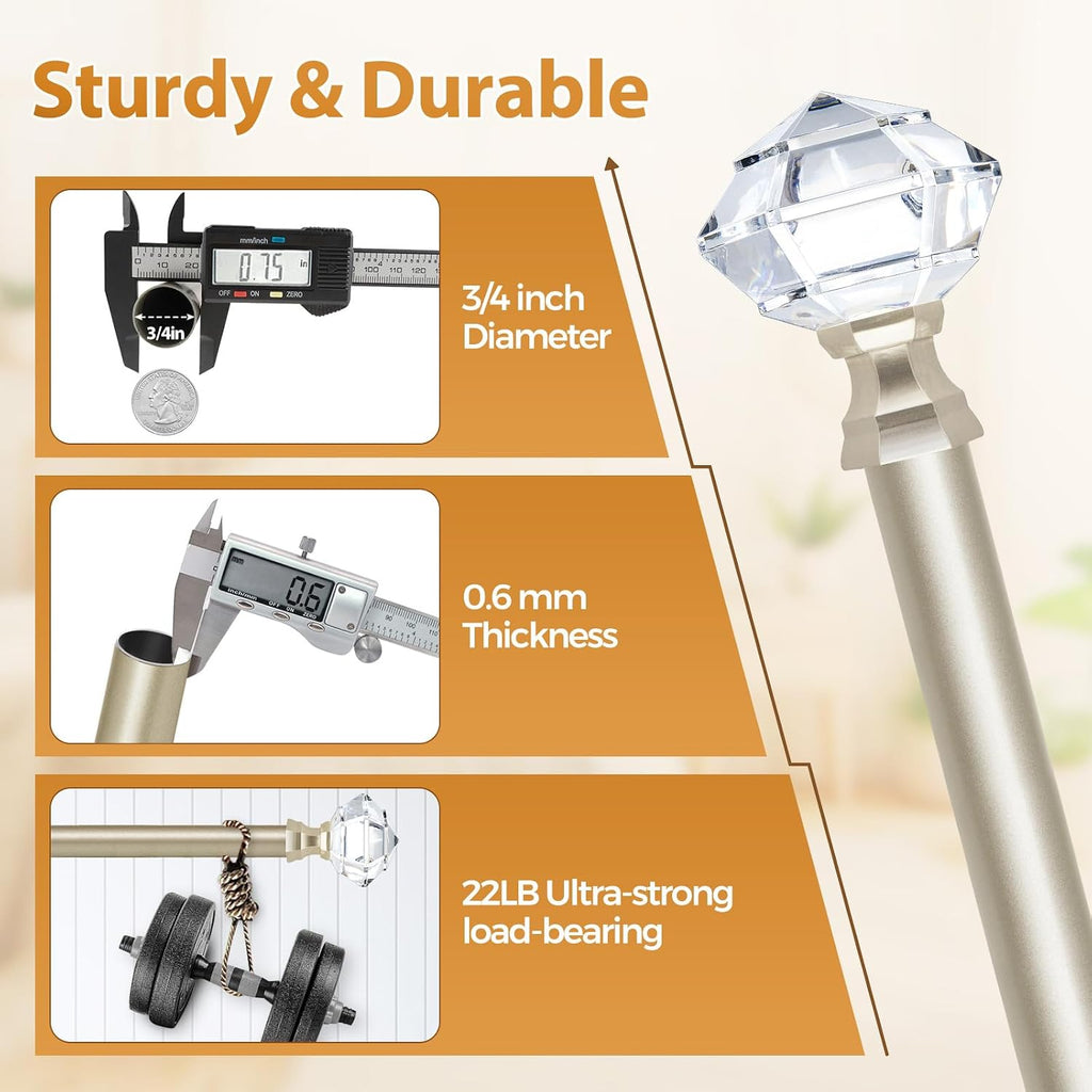 Curtain Rods for Windows, Telescoping Splicing 3/4 Single Rods