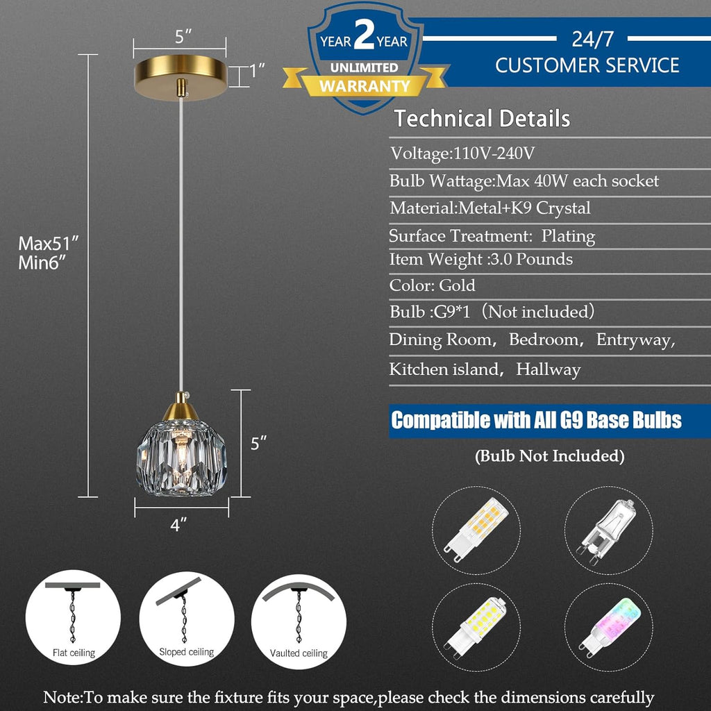 Crystal Chandeliers for Dining Room Lights Fixture Over Table, 3 Pack Gold Modern Pendant Light Fixture_Crystal Pendant Lighting for Kitchen Island Bathroom Bar