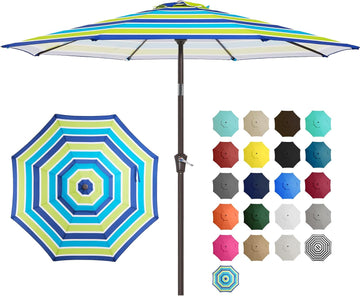 9' 2-Tiers Patio Umbrellas Outdoor Table Market Umbrella w/Push Button Tilt/Crank, 8 Sturdy Ribs
