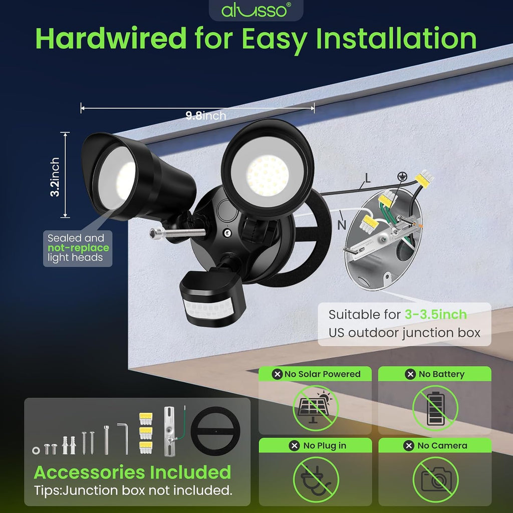 Motion Sensor Outdoor Lights, 30W 3500LM Flood Lights Outdoor 120V, 3 Modes (Dusk to Dawn/Auto/On Time), 3CCT