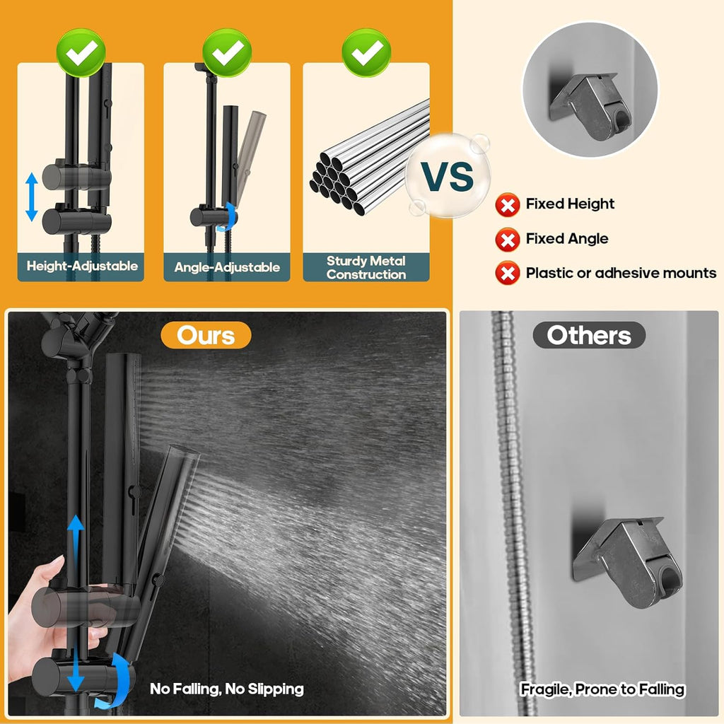 High Pressure Rain Shower Head with Handheld Combo, 10 Inch Square Rainfall Showerhead