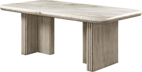 Charity Rubber Wood and Marble Dining Table in White & Gray Oak