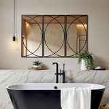 LuxenHome 3 Pieces Black Metal Rectangular Wall Mirror Set Large Vanity Mirror , Black Accent Metal Entryway Wall