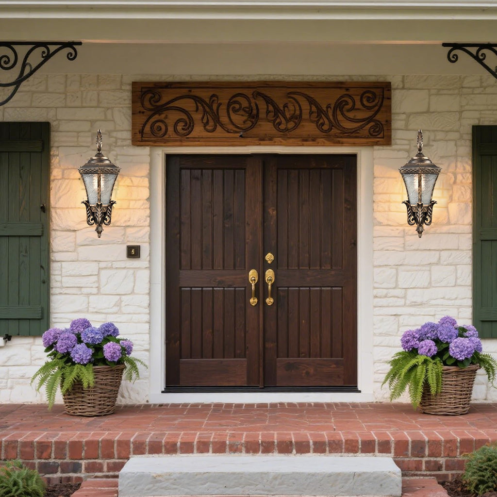 Waterproof Retro Brass 20.87" H Outdoor Wall Light with Glass