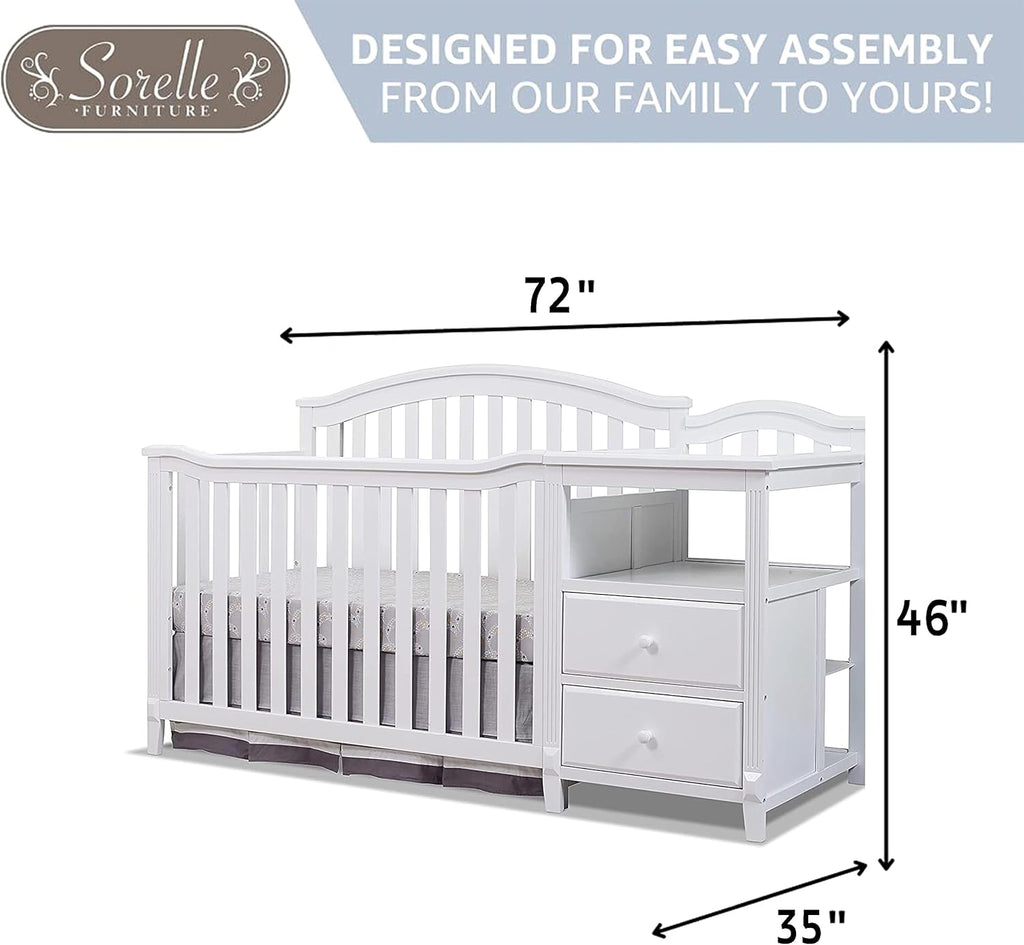 Berkley Crib and Changer with Slat Panel Back Classic -in- Convertible Diaper Changing Table Non-Toxic Finish Wooden