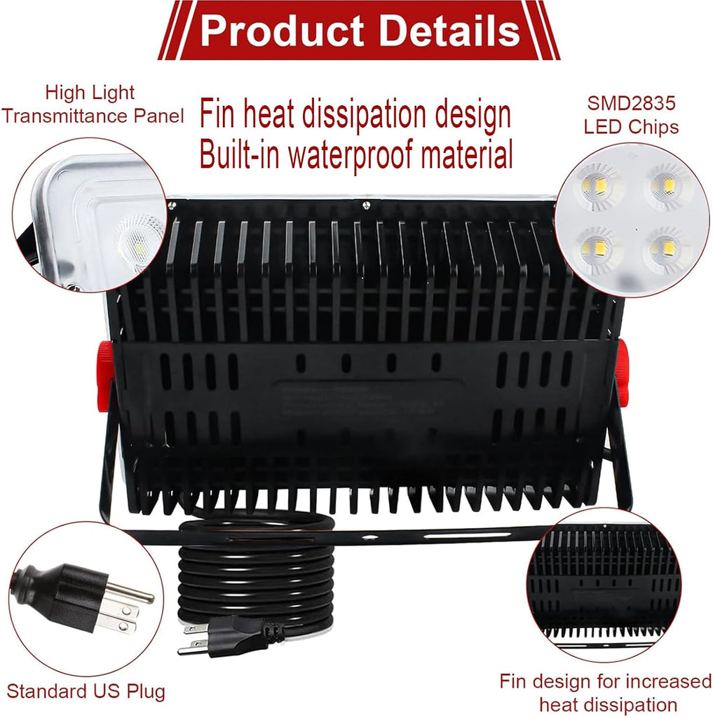 200W Led Outdoor FloodLight, Exterior Flood Lights, Led Stadium Lights, Plug in Flood Light, for Yard, Garden