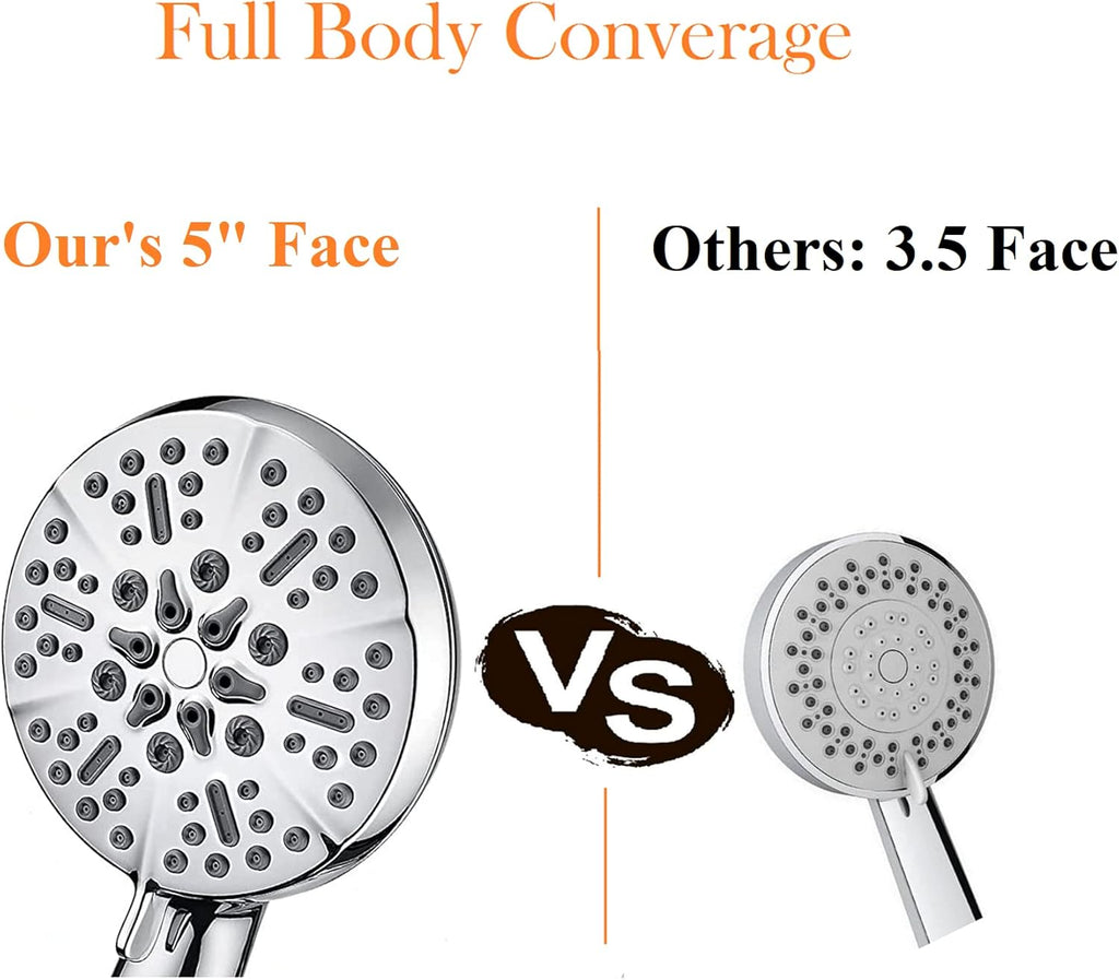 Shower Head with Handheld High Pressure-Full Body Coverage Powerful Rain Showerhead Extra 60" Long Hose and Adjustable