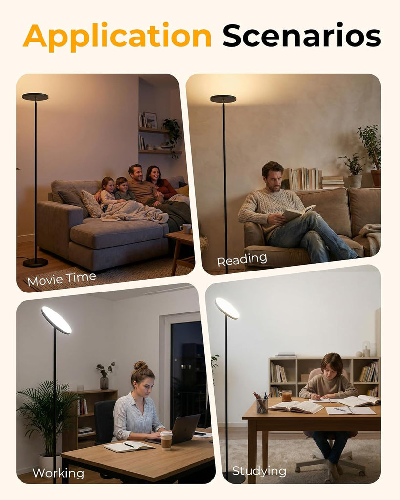 Floor Lamps, 69" Tall LED Lamp, 2800LM Standing Lamp Remote & Foot Switch with 1H Timer