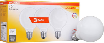 Incandescent Double Life Décor Globe Light Bulb, 40W, G25, Medium Base, 265 Lumens, Frosted, 2850K, Soft White - 3 - Set of 3