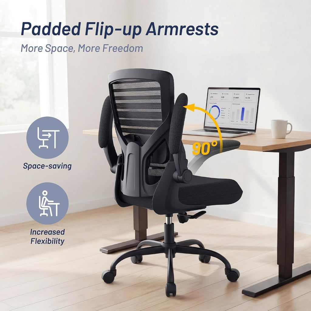 Ergonomic Office Desk Chair for Long Hours - 4" Thick Molded Foam Cushion, Enhanced Lumbar Support