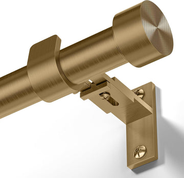 Brass Gold Curtain Rod 34 to 92 Inch, Brushed Warm Gold 1 Inch Adjustable Heavy Duty Curtain Rods for Windows