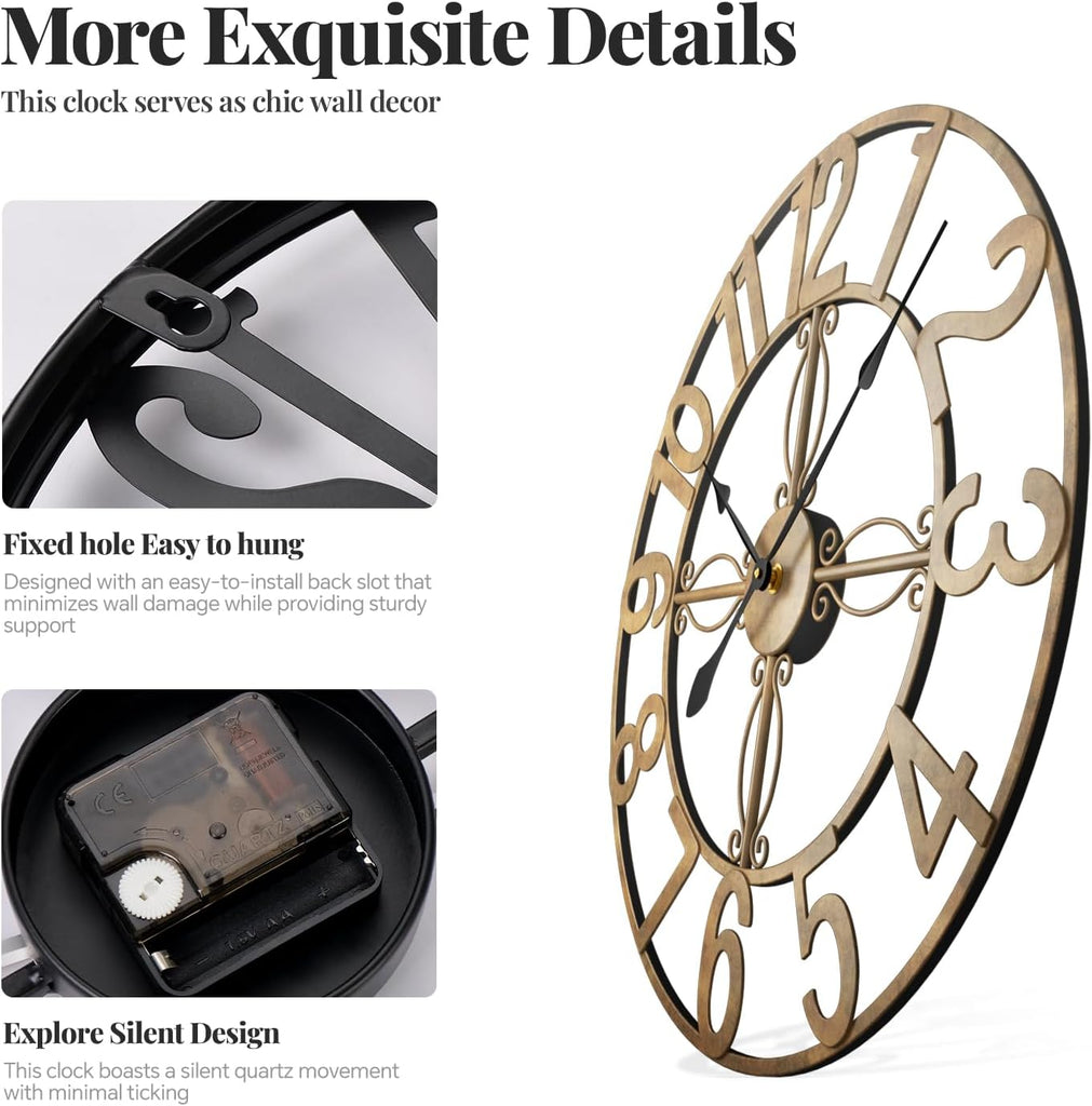 24 inch Wall Clock, Large Wall Clocks for Living Room