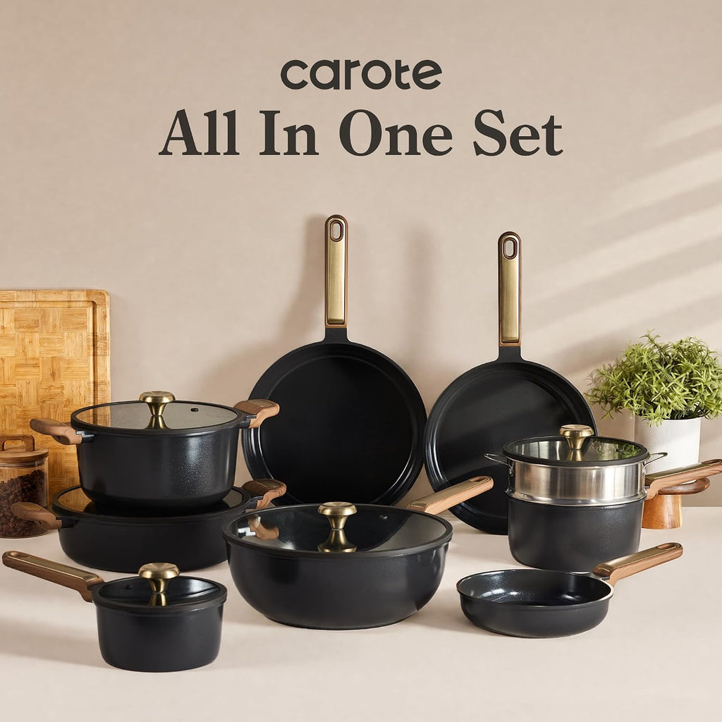 31pcs Ceramic Cookware Sets, Pots and Pans Set, with Wok | Healthy Kitchen Cooking, Utensils Included, Dishwasher