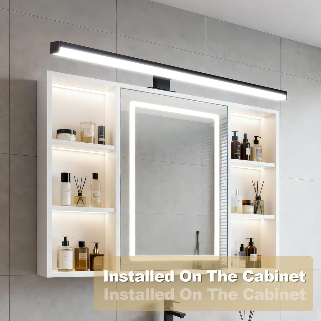 Plug Light Fixtures Modern Black Vanity Lights Over Mirror,Non-Dimmable LED Picture Light 28" Vanity Light Bar Wall
