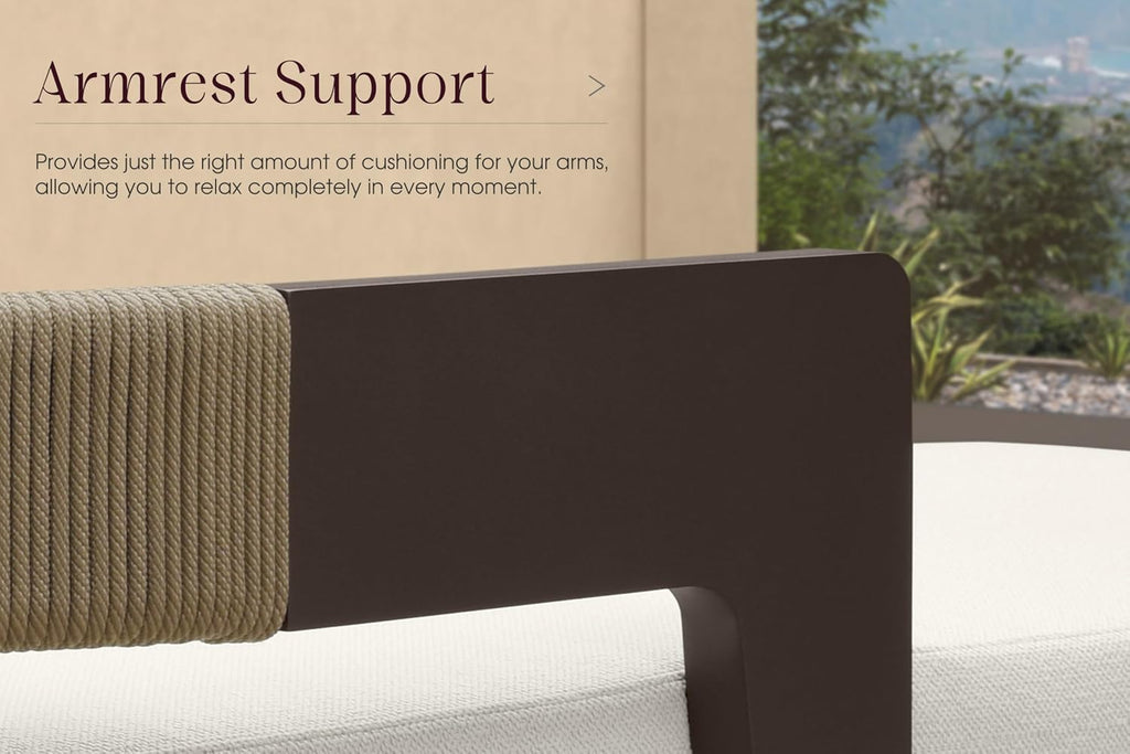Patio Furniture Set 7 Pieces Loveseat Sofa L-Shaped with Table | Deep Seat and 7.87" High-Resilience Foam Cushion