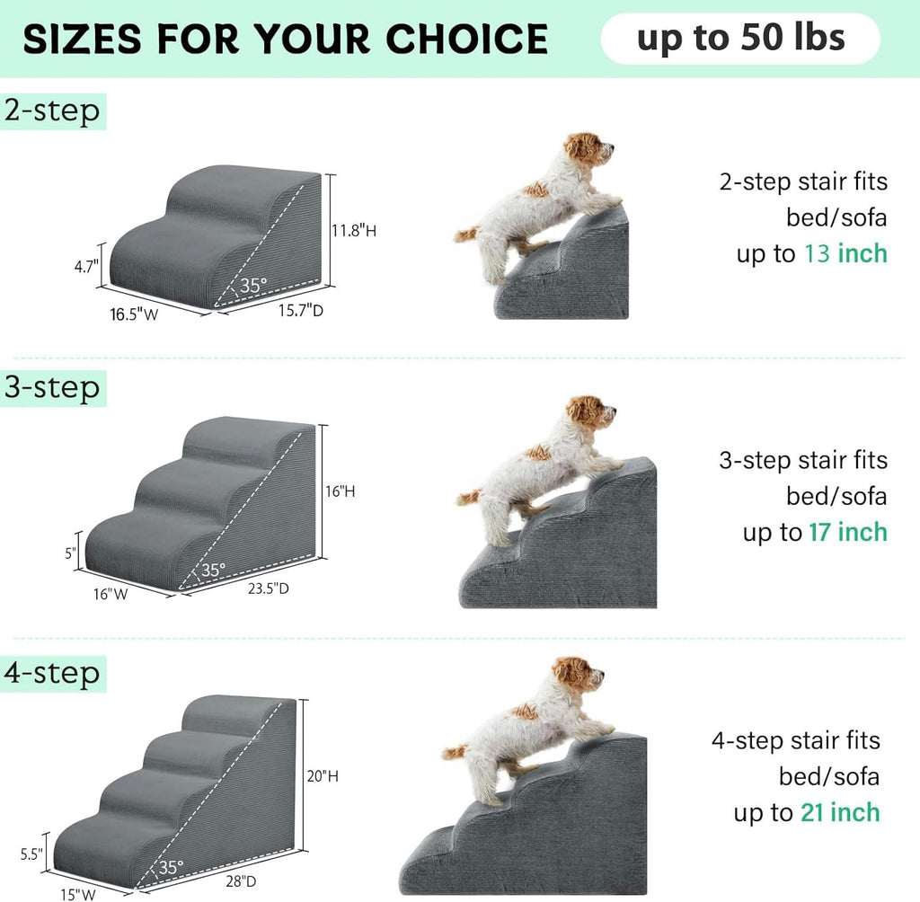 Dog Stairs for Small Dogs and Cats, 20" H 4 Steps Dog Ramp for High Beds, Couch, Sofa