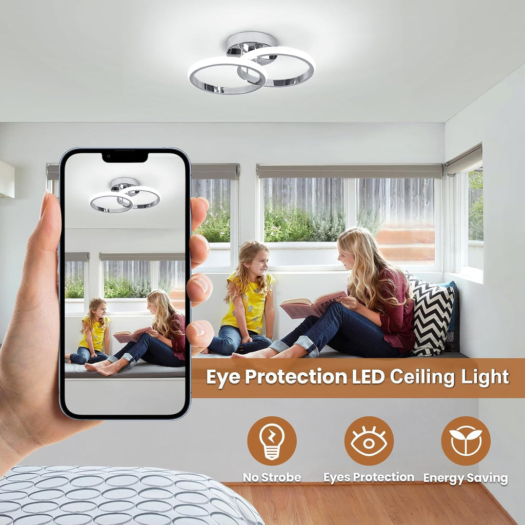 Round Modern Led Ceiling Light Fixtures, 6000K Cool White Hallway Light Fixtures Ceiling, Bathroom Close to Ceiling