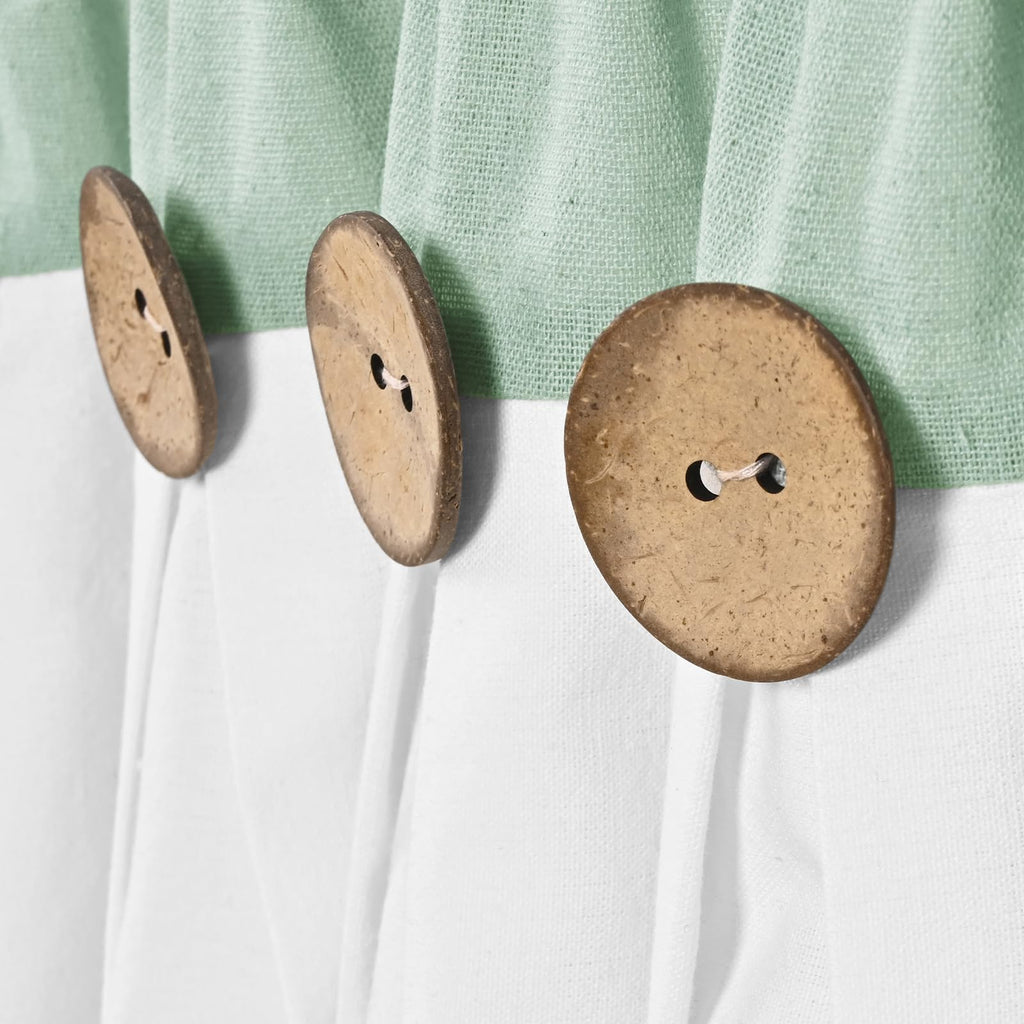 Farmhouse Valances for Windows 52x18, Cotton Linen, Teal & White