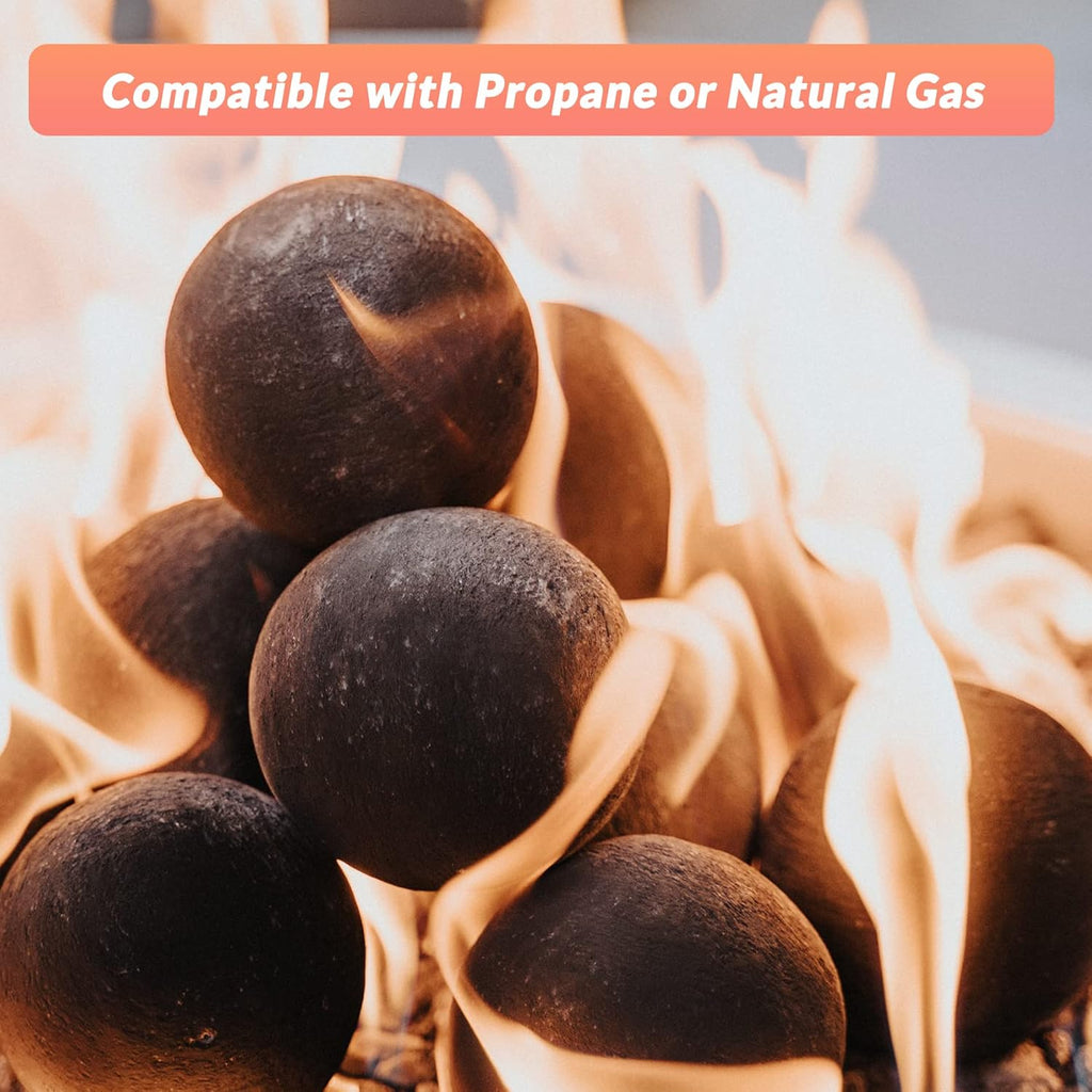 Ceramic Fire Pit Balls, Set of 15 Round Fire Stones Set
