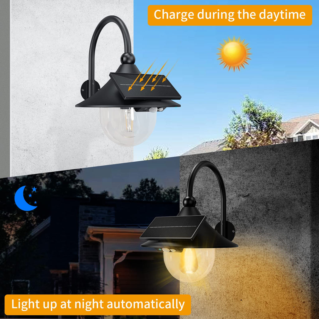 Solar Lantern Lights Outdoor Retro Solar Barn Light with Motion Sensor