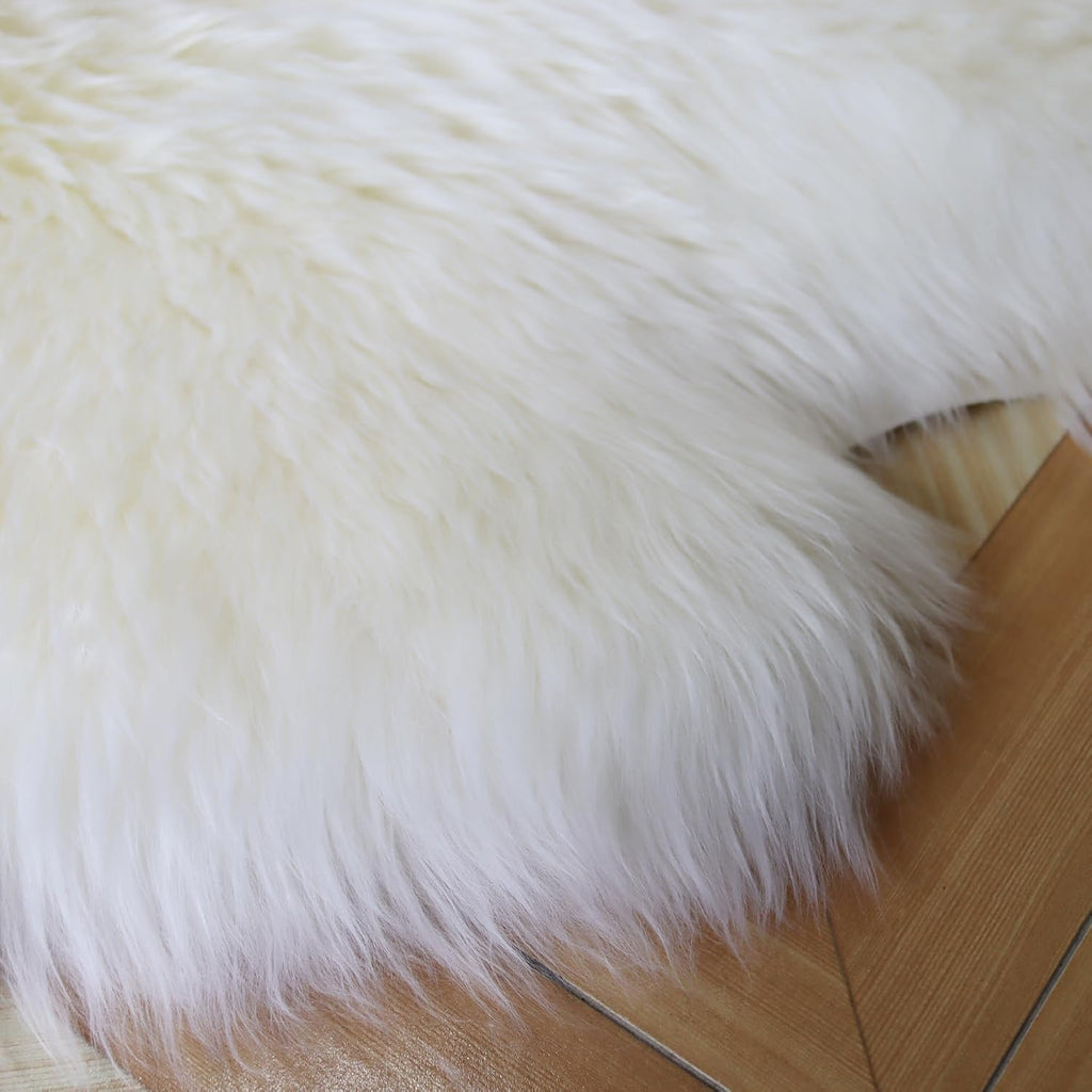 Genuine Australian Merino Sheepskin Rug, 5x7 ft Sheep Skin Rug, Lambskin Area Rug, 6-Pelt, White