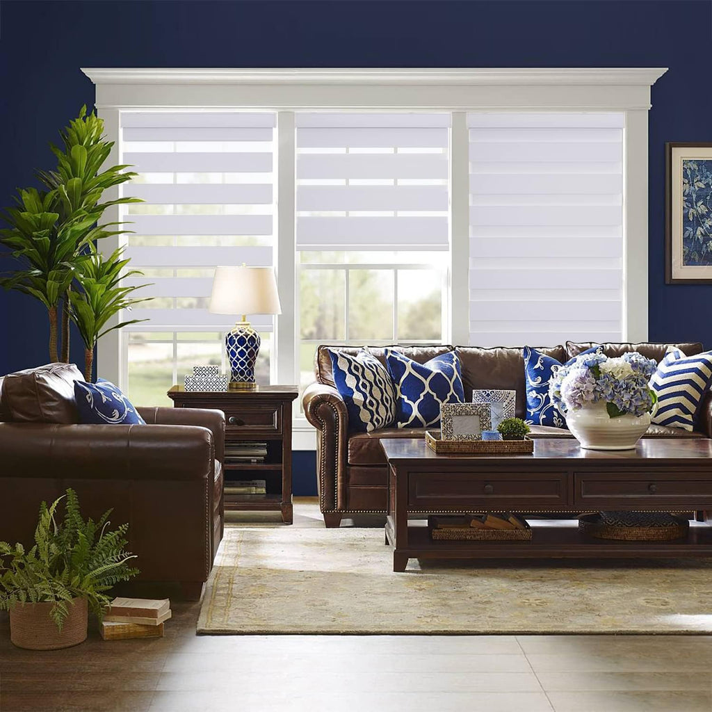 Custom Zebra Blinds for Windows, Cordless Zebra Blinds Custom Size, Blackout(85%) Custom Zebra Shades, Dual Layer