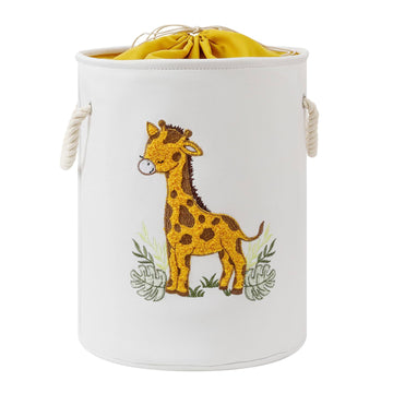 Kids Laundry Basket Baby Hamper, Canvas Dirty Clothes Hampers with Drawstring Closure, Jungle Theme Baby Basket