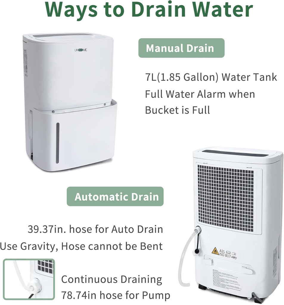 150 Pints Dehumidifier with Pump - 7000 Sq. Ft Quiet Dehumidifier for Home, Large Basement