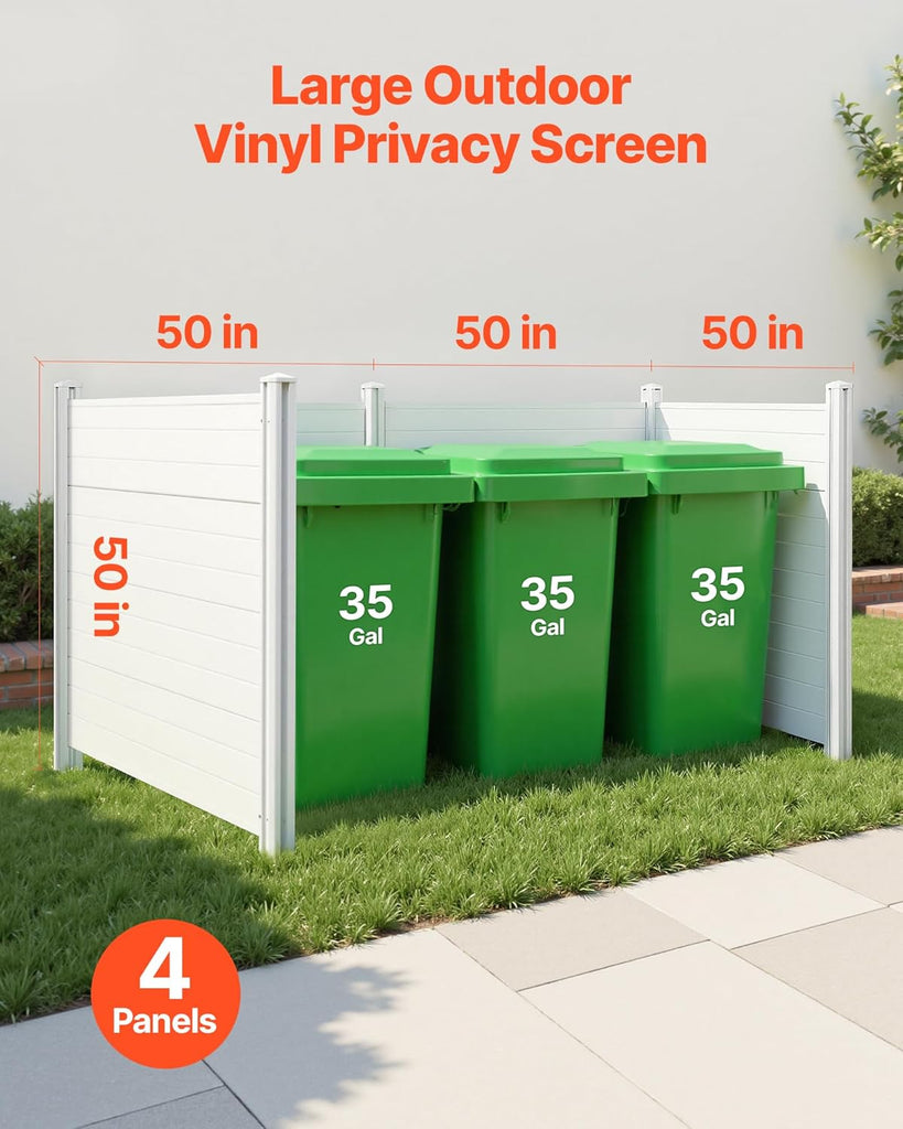 Outdoor Privacy Screens, 50" W x 50" H Air Conditioner Fence, Pool Equipment Enclosure, Horizontal Vinyl Privacy