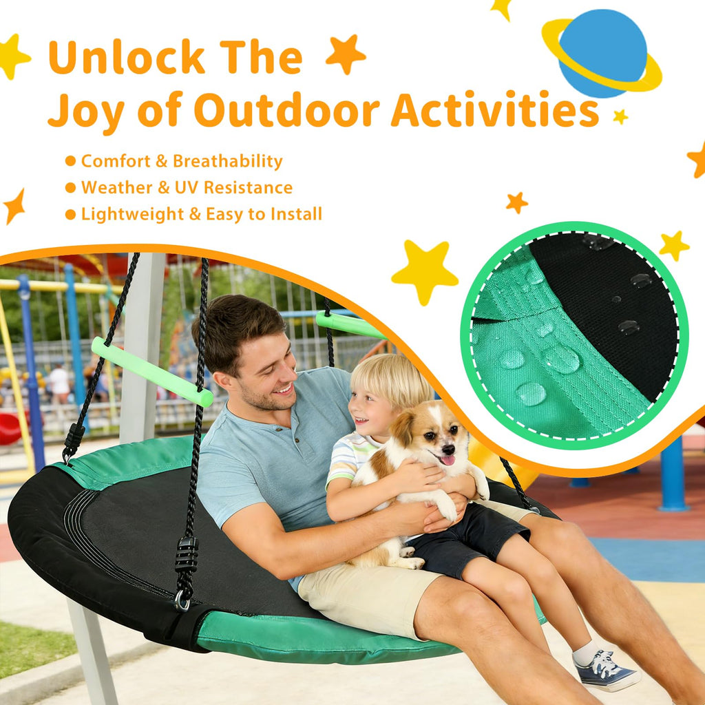 40-Inch Round Saucer Tree Swing with Handles for Backyard Fun