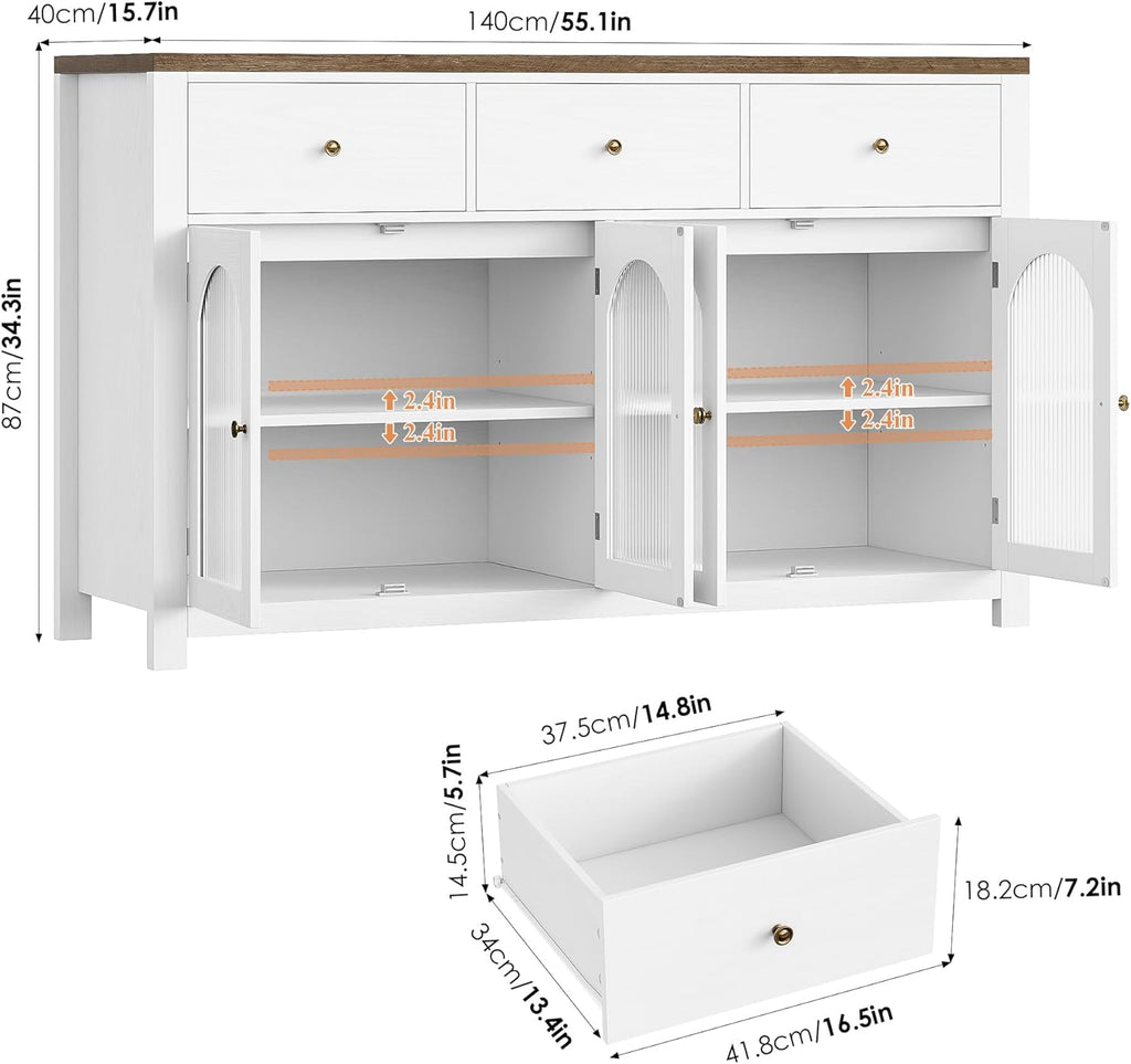 Buffet Cabinet with Storage, 55.1" Large Sideboard Buffet Cabinet