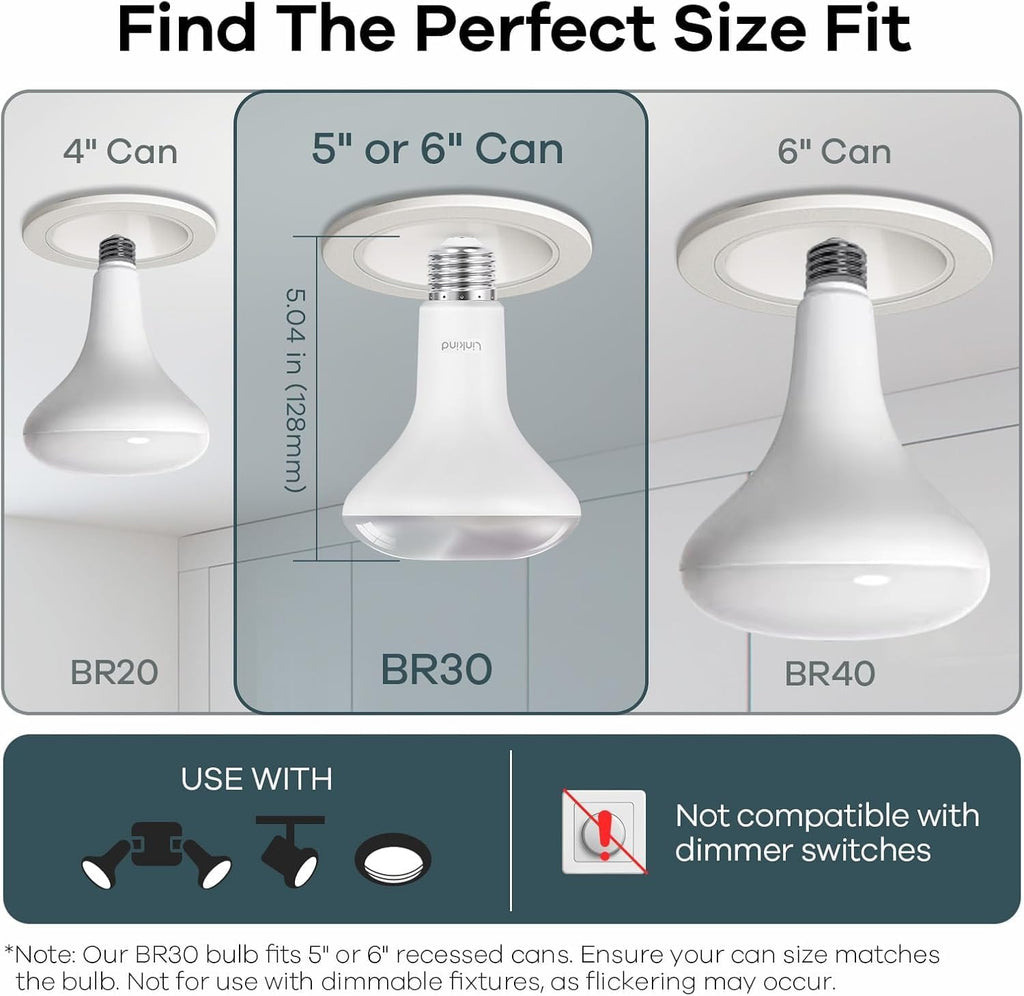 BR30 Smart Light Bulbs, WiFi Flood Light Bulbs Compatible with Alexa & Google Home, RGBTW Color Changing Light Bulb
