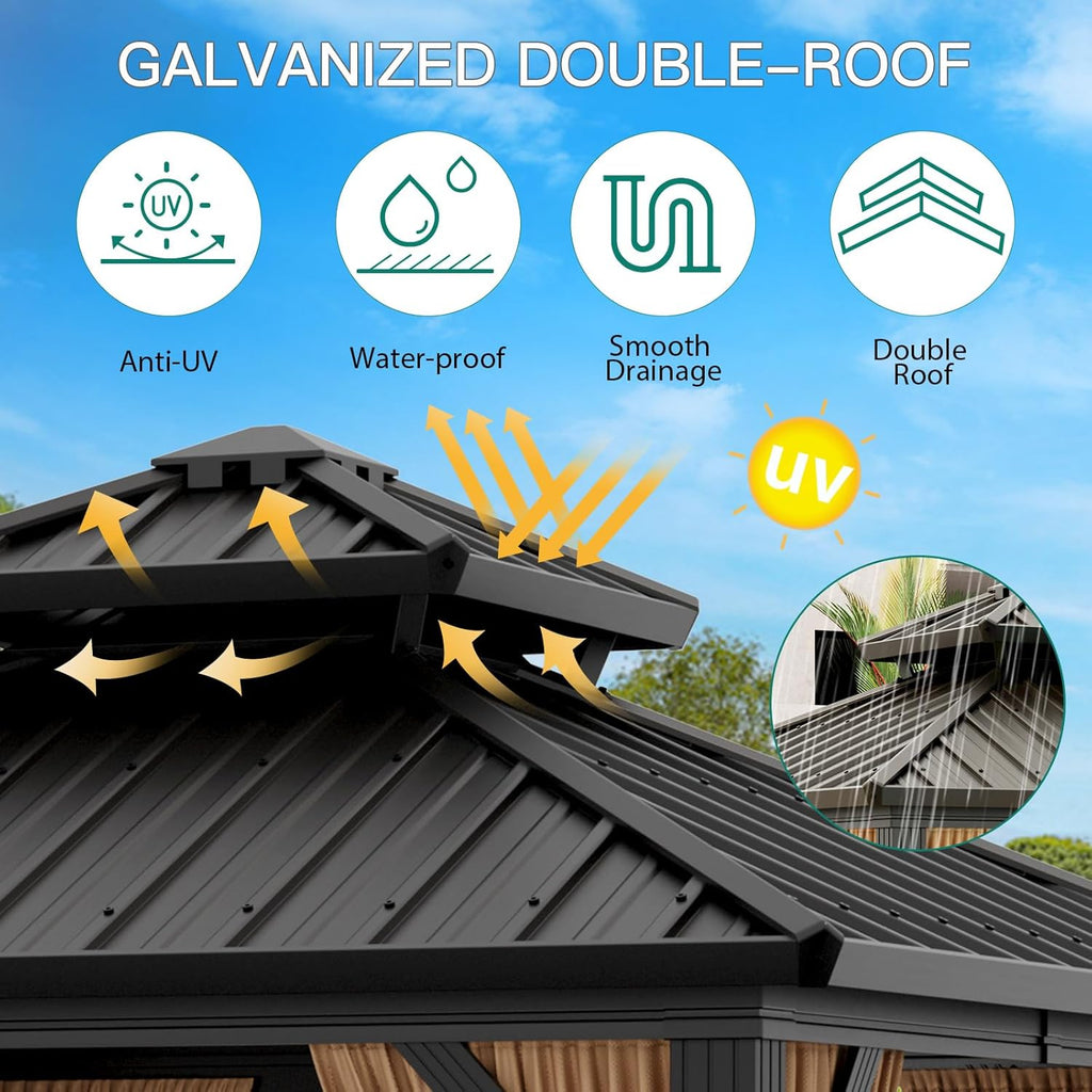 10x10 ft Double Roof Hardtop Gazebo