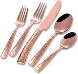Silverware Rose Gold Hammered Heavy Flatware Set Cutlery Set Stainless Steel Mirror Finished Utensil 20 Pieces Spoons