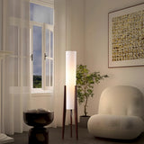 Farmhouse Floor Lamp,Walnut Wood Vintage Standings Lamp with Foot Switch, 3 Color White Fabric Tall Lamp