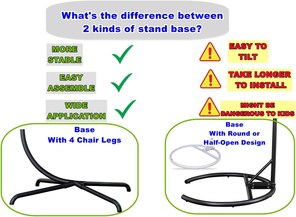 Hanging Egg Chair Stand Only, Hammock Chair C-Stand with Hanging Chain, Snap Hook, Pin Plug, Spring Macrame Hammock