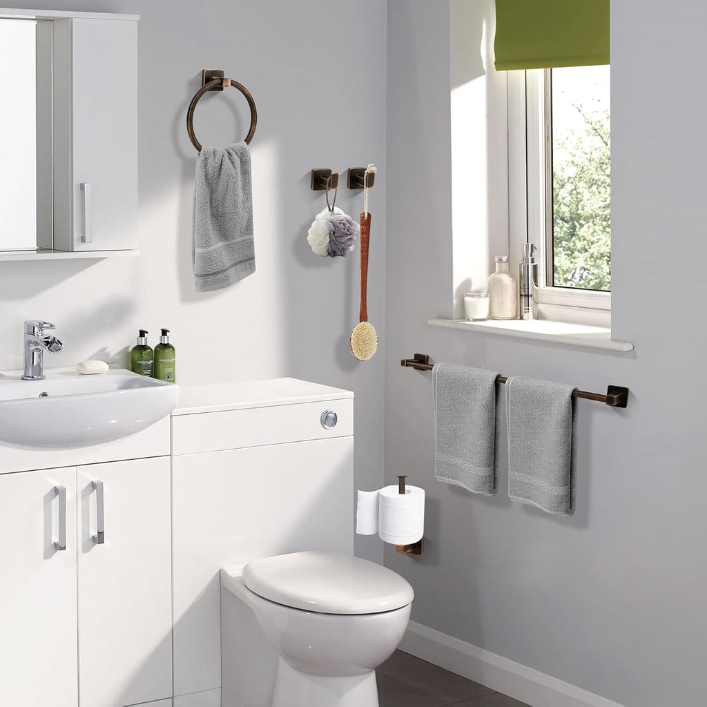 5 Piece Bathroom Hardware Accessories Set Oil Rubbed Bronze,24 Inch Towel Bar Set,Towel Rack Set,Bathroom Towel
