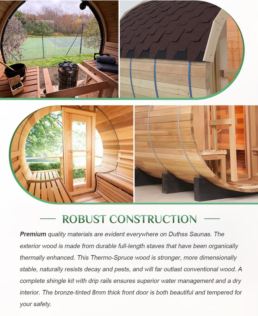Customize Outdoor Barrel Sauna Rooms,2-10 Person Canadian Cedar Steam Barrel Saunas,Customization of Size, Color
